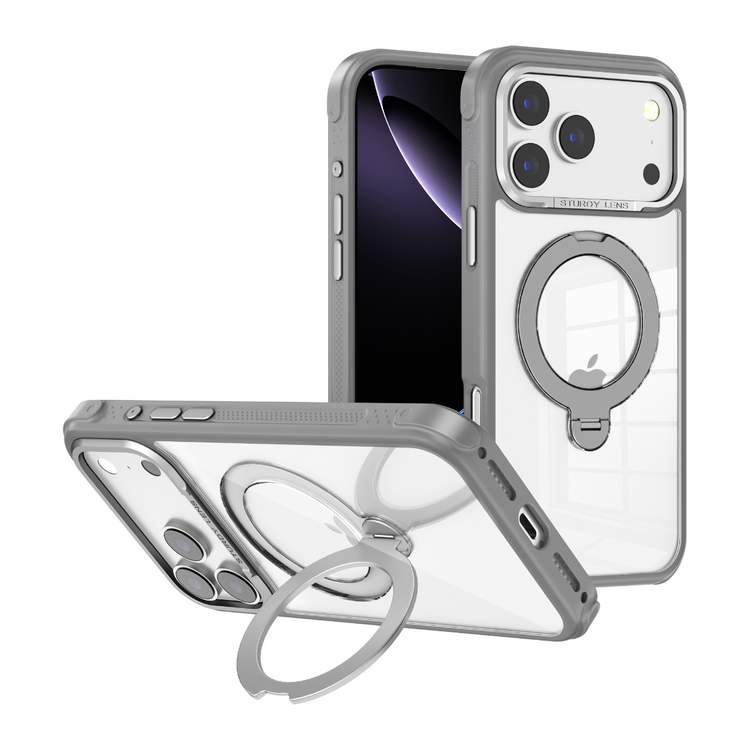 Blacktech Samsung Galaxy S26 Ultra O5 Clear Aluminum Camera Frame Ring Stand Case MagSafe Magnetic
