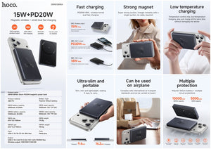 Hoco 5000mAh 20W Thin Storm Magnetic Wireless Power Bank MagSafe Slim Design DB98