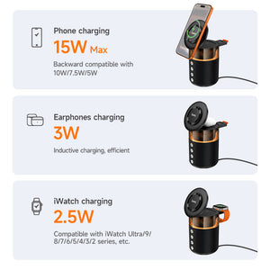 Hoco 4-in-1 Bluetooth Speaker 15W Magnetic Wireless Charger and Ambient Light DWQ05