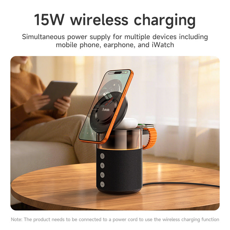 Hoco 4-in-1 Bluetooth Speaker 15W Magnetic Wireless Charger and Ambient Light DWQ05