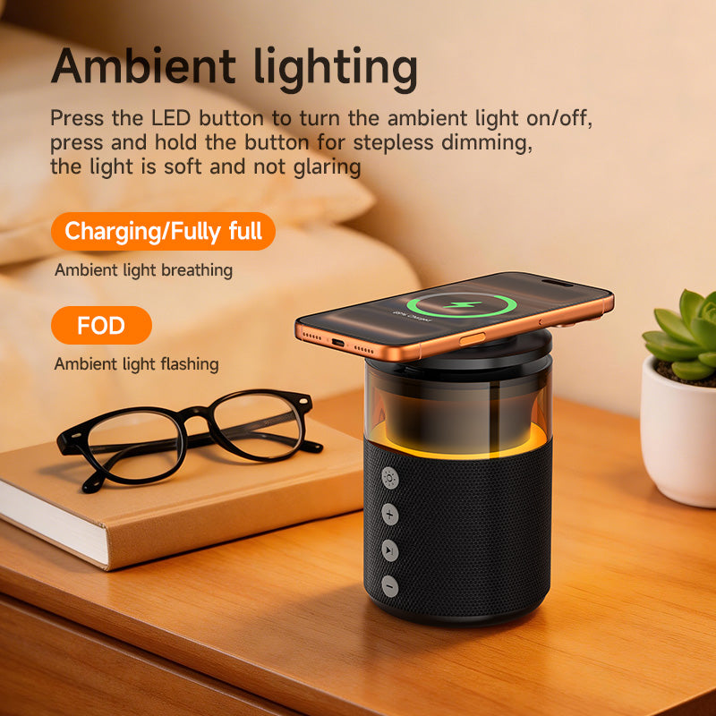 Hoco 4-in-1 Bluetooth Speaker 15W Magnetic Wireless Charger and Ambient Light DWQ05