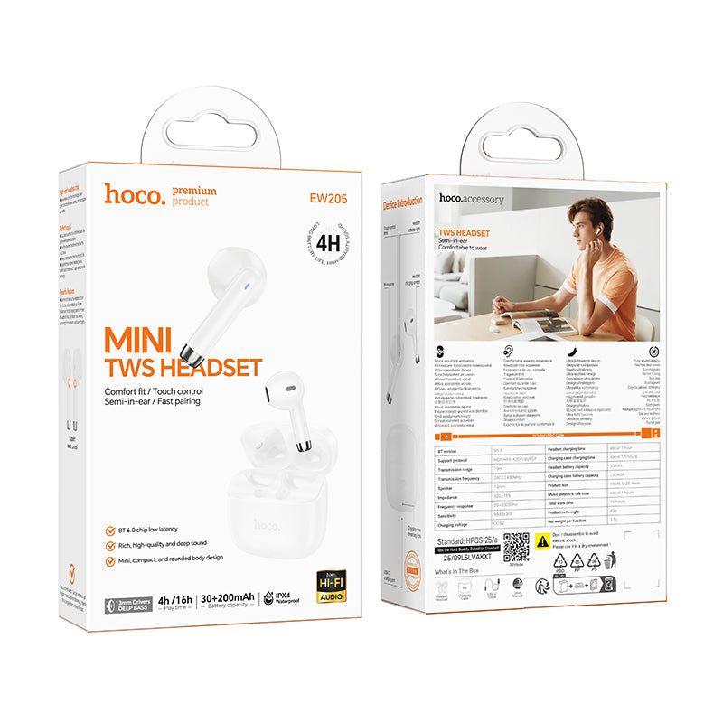 Hoco True Wireless Bluetooth Earbuds with Charging Case for Commuting