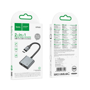 Hoco USB-C to USB-C and 3.5mm Audio Adapter for Charging and Listening