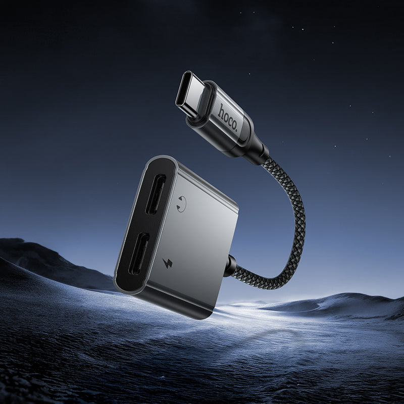Hoco USB-C to Dual USB-C Splitter Adapter for Charging and Audio