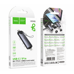 Hoco 3-in-1 USB-C and Lightning Card Reader for Phones and Tablets