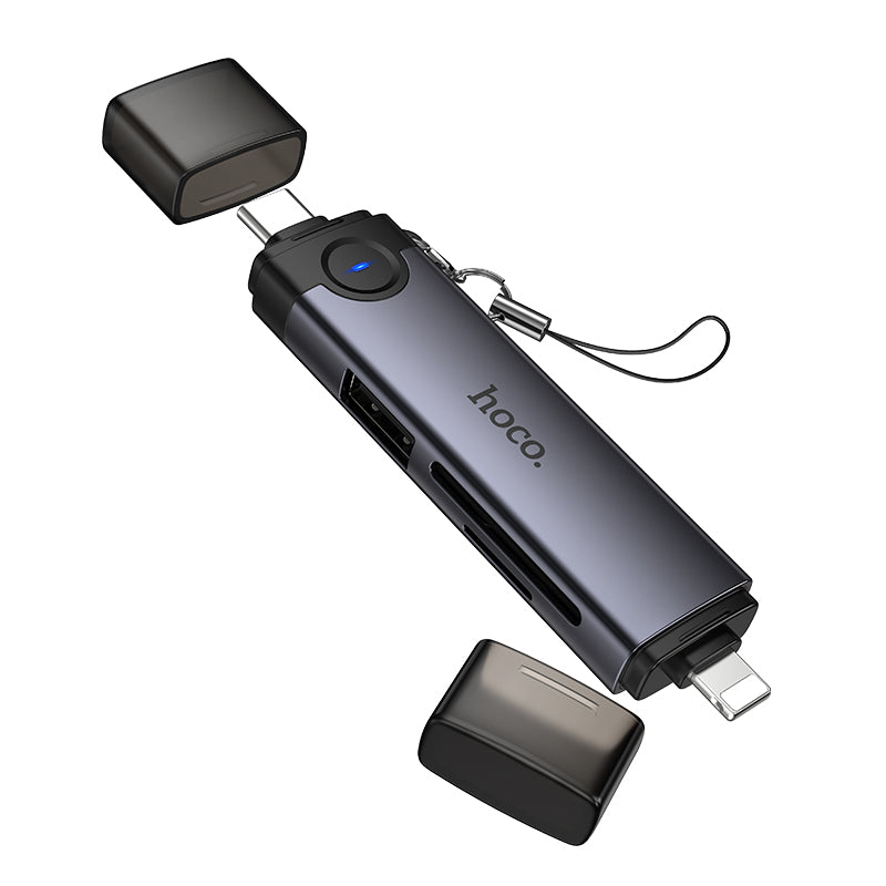 Hoco 3-in-1 USB-C and Lightning Card Reader for Phones and Tablets