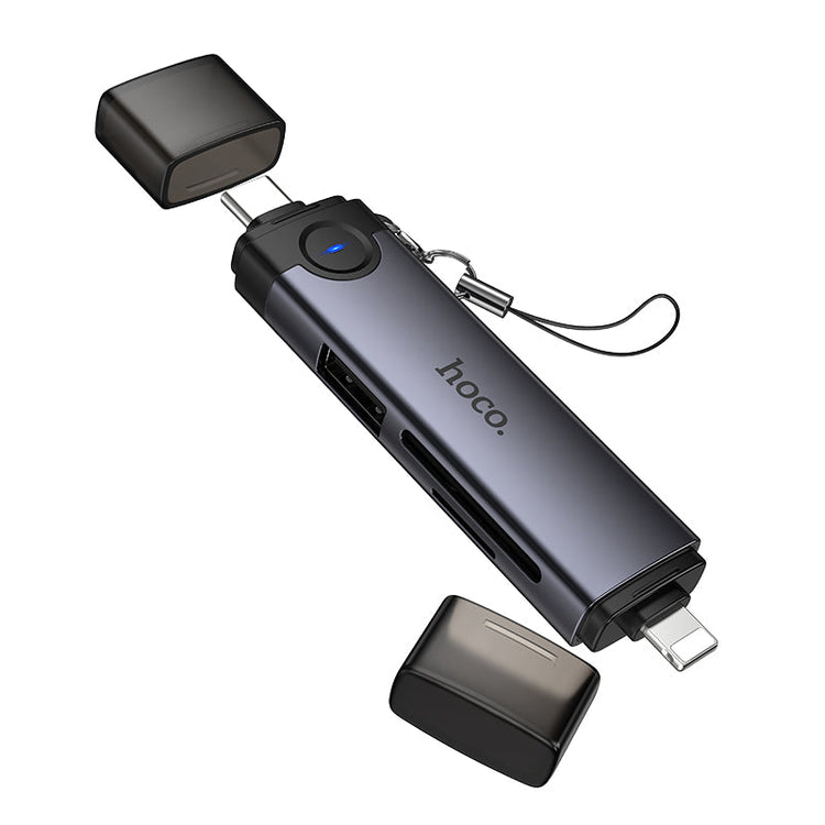 Hoco 3-in-1 USB-C and Lightning Card Reader for Phones and Tablets