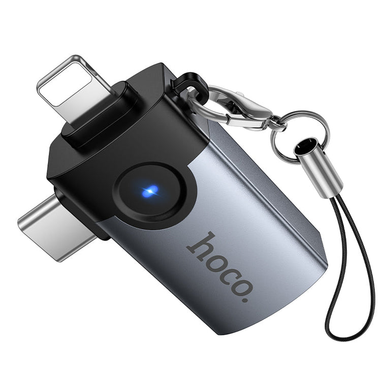 Hoco 2-in-1 Lightning and USB-C Male to USB-A Female Adapter Compact Portable UA46D