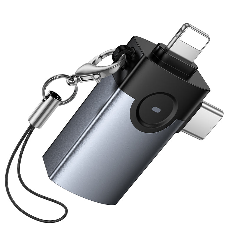 Hoco 2-in-1 Lightning and USB-C Male to USB-A Female Adapter Compact Portable UA46D
