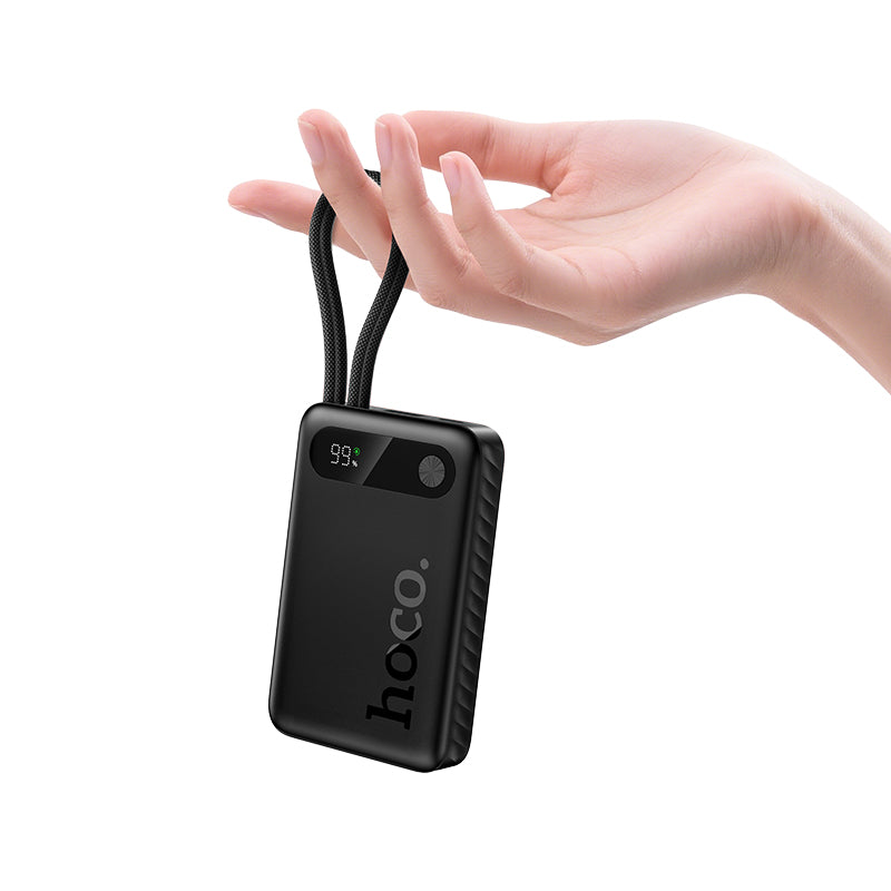 Hoco 10000mAh Slim Power Bank with Built-In USB-C & Lightning Cables 22.5W Fast Charging