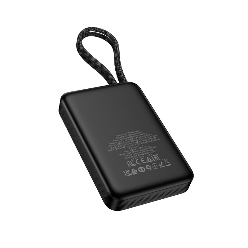 Hoco 10000mAh Slim Power Bank with Built-In USB-C & Lightning Cables 22.5W Fast Charging