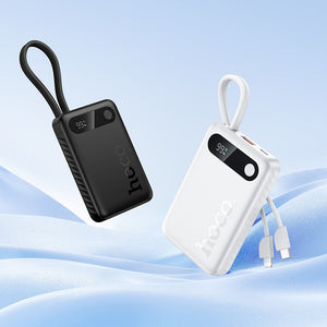 Hoco 10000mAh Slim Power Bank with Built-In USB-C & Lightning Cables 22.5W Fast Charging