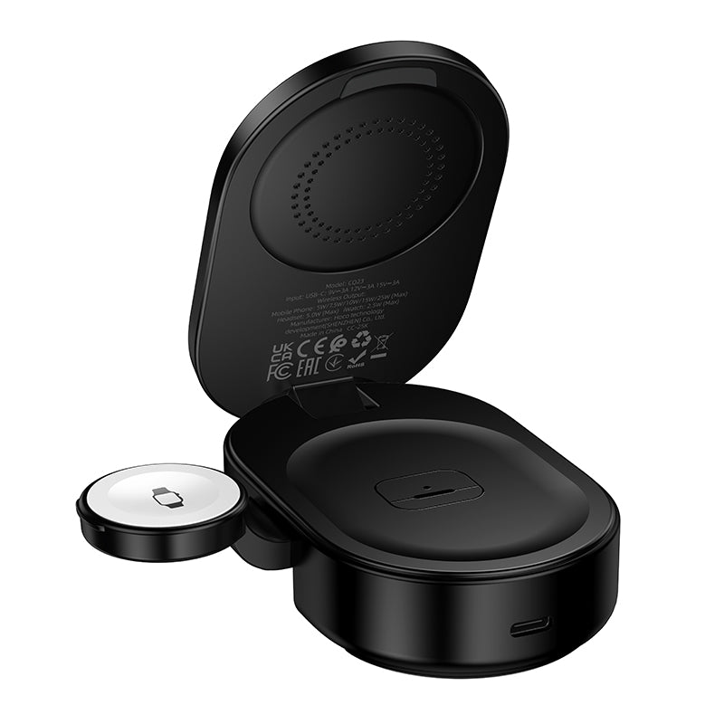 Hoco 3-in-1 Magnetic Wireless Fast Charger Qi2.2 25W Foldable MagSafe Compatible CQ23