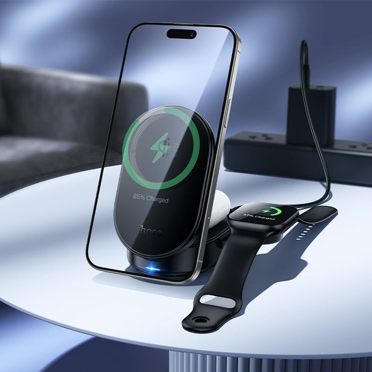 Hoco 3-in-1 Magnetic Wireless Fast Charger Qi2.2 25W Foldable MagSafe Compatible CQ23