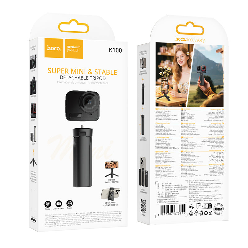 Hoco Mini Tripod Adjustable Legs Universal Mount for Phone and Camera Portable K100