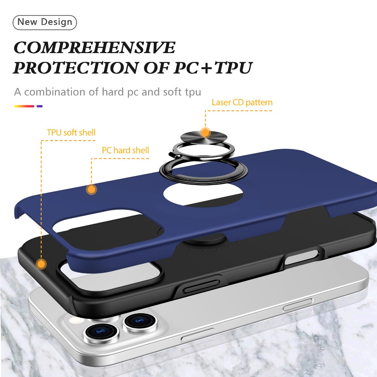 Blacktech Samsung Galaxy A57 Slim Style Magnetic Ring Stand Case
