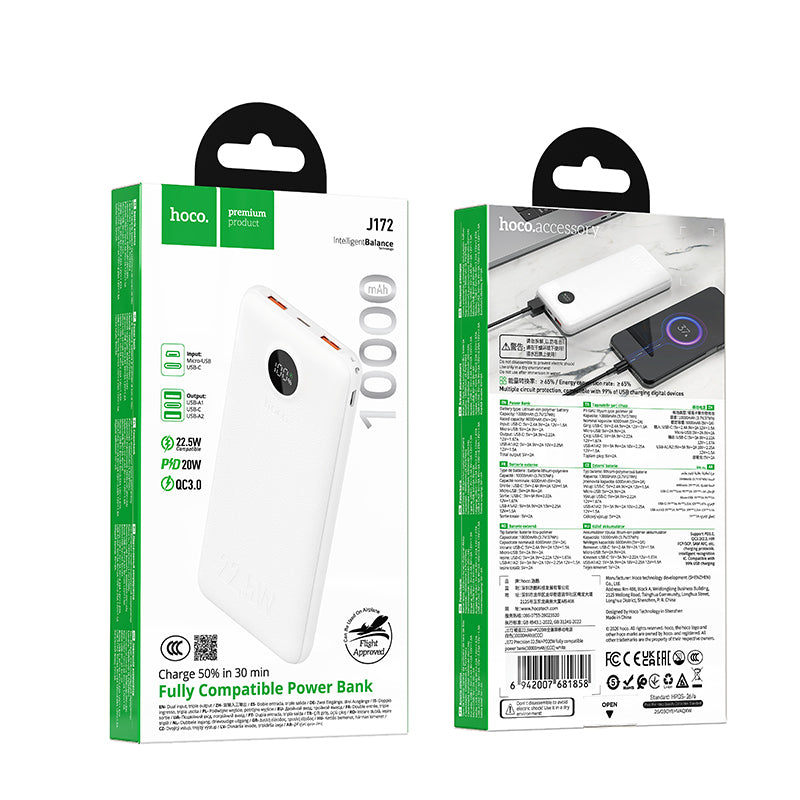 Hoco 10000mAh Power Bank 22.5W PD20W CCC Certified Fully Compatible J172
