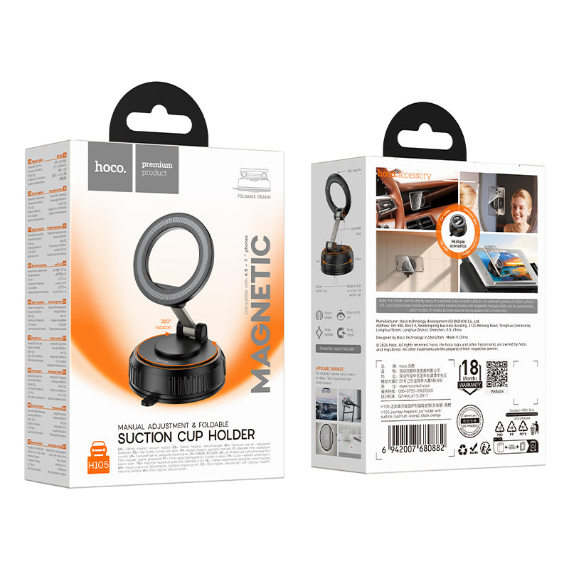 Hoco Magnetic Car Phone Holder with Suction Cup Mount for Dashboard or Windscreen