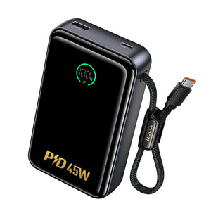 Hoco 20000mAh Power Bank PD45W Fast Charging High Capacity with Built-In Cable Q54