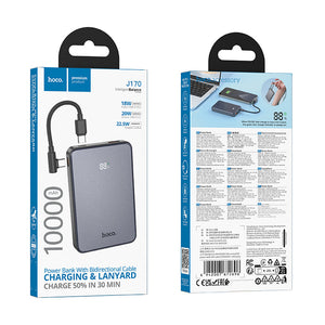 Hoco 10000mAh Power Bank 22.5W PD20W Fast Charging Built-In USB-C Cable J170