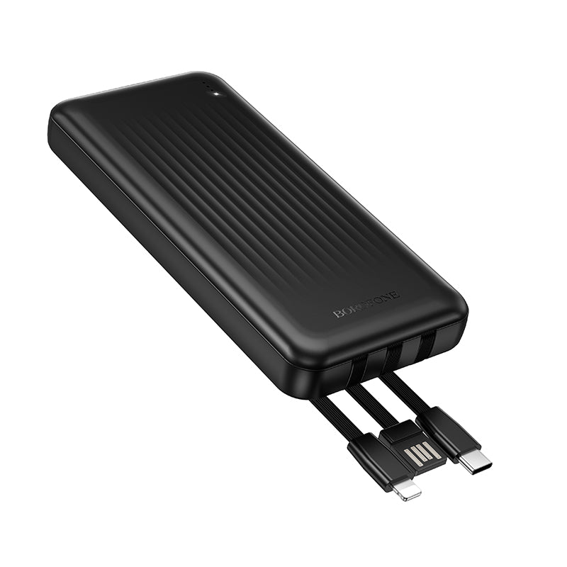 BOROFONE 10000mAh Power Bank with 3 Built-In Cables Fast Charging Portable Charger