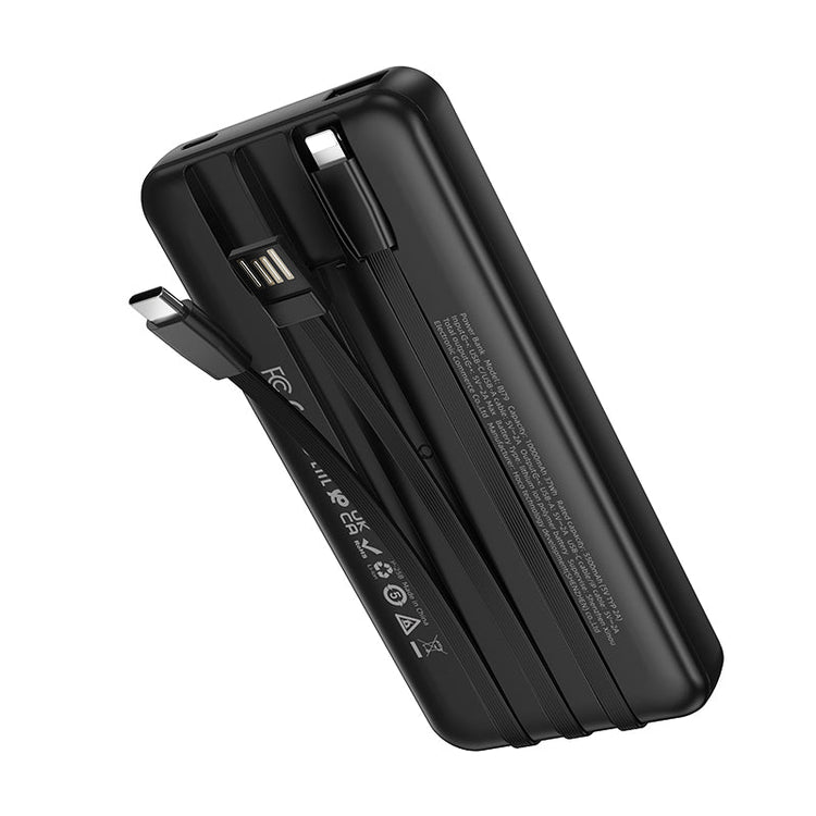 BOROFONE 10000mAh Power Bank with 3 Built-In Cables Fast Charging Portable Charger