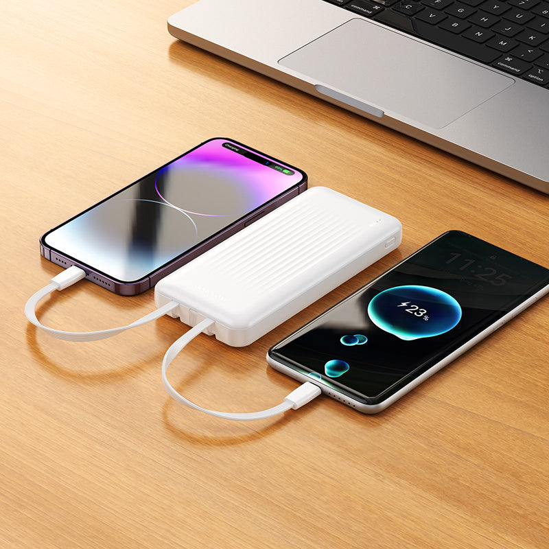 BOROFONE 10000mAh Power Bank with 3 Built-In Cables Fast Charging Portable Charger