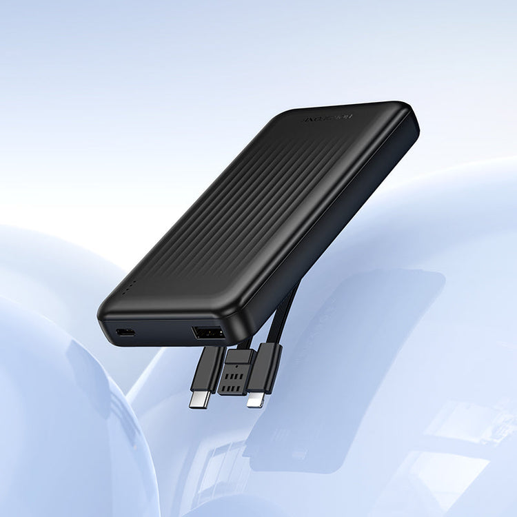BOROFONE 10000mAh Power Bank with 3 Built-In Cables Fast Charging Portable Charger