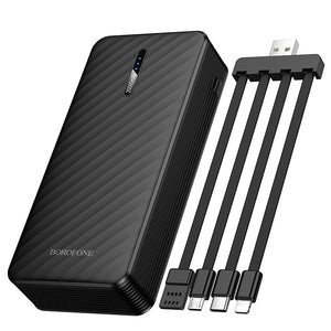 Borofone 20000mAh Power Bank with 4 Built-In Cables Portable Charger