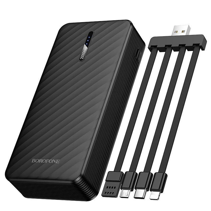 Borofone 20000mAh Power Bank with 4 Built-In Cables Portable Charger