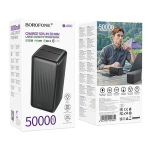 Borofone 50000mAh Power Bank 22.5W QC3.0 PD20W Dual USB and USB-C Fast Charging BJ80C