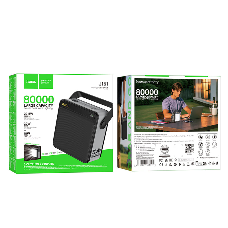 Hoco 80000mAh Power Bank 22.5W PD20W Fast Charging High Capacity Portable Charger with LED Light