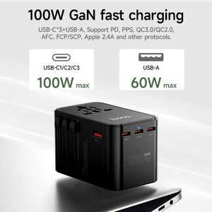 Hoco 100W GaN Fast Charger 3-Port USB-C 1-Port USB-A Universal Wall Charger DC152