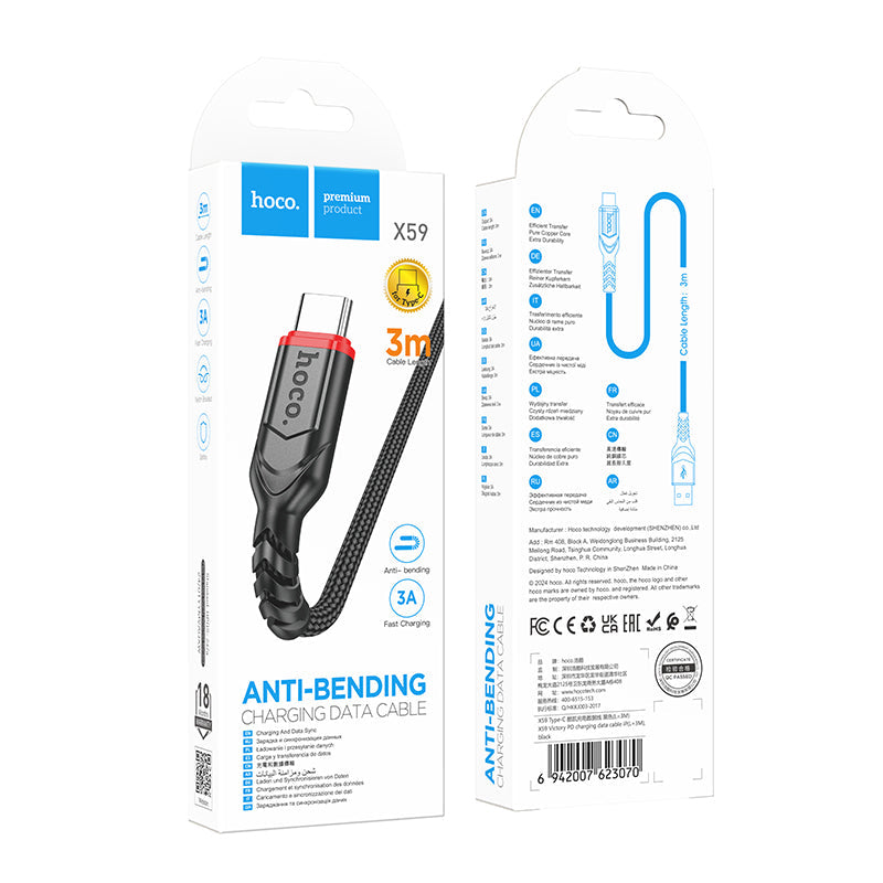 Hoco Micro USB Braided Charging Data Cable with 2.4A Fast Charging, 100cm