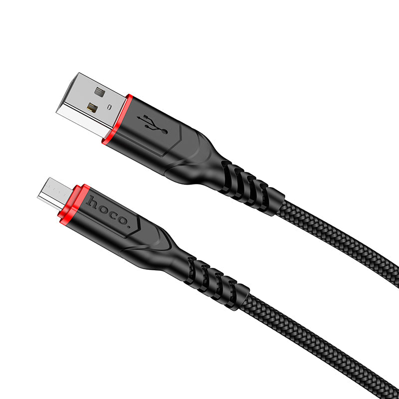 Hoco Micro USB Braided Charging Data Cable with 2.4A Fast Charging, 100cm
