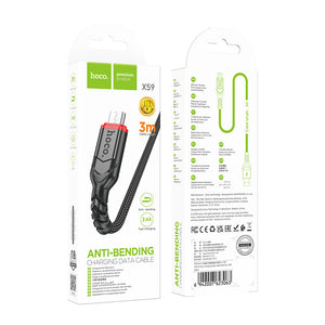 Hoco Micro USB Braided Charging Data Cable with 2.4A Fast Charging, 100cm