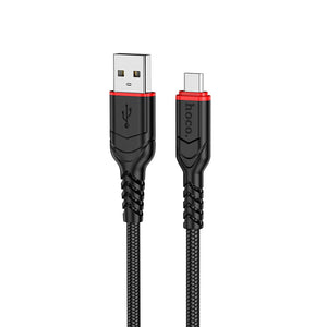 Hoco Micro USB Braided Charging Data Cable with 2.4A Fast Charging, 100cm