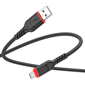 Hoco Micro USB Braided Charging Data Cable with 2.4A Fast Charging, 100cm
