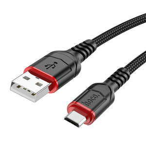 Hoco Micro USB Braided Charging Data Cable with 2.4A Fast Charging, 100cm