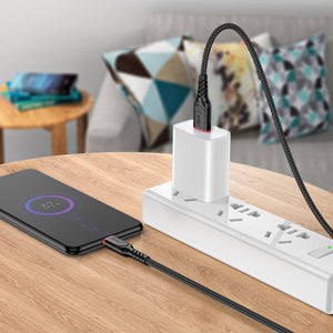 Hoco Micro USB Braided Charging Data Cable with 2.4A Fast Charging, 100cm