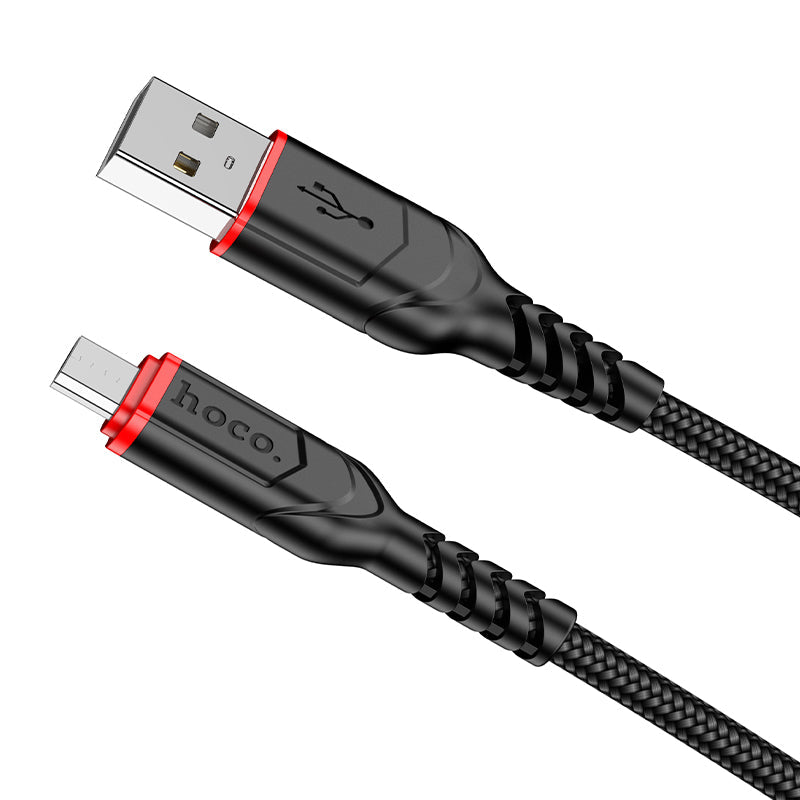 Hoco Micro USB Braided Charging Data Cable with 2.4A Fast Charging, 100cm