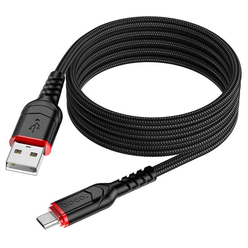 Hoco Micro USB Braided Charging Data Cable with 2.4A Fast Charging, 100cm