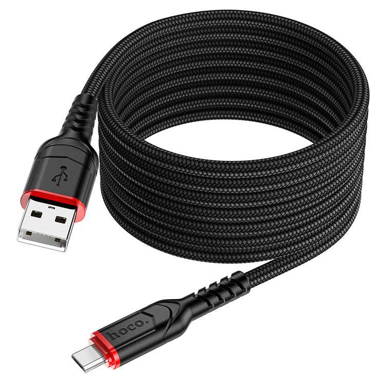 Hoco Micro USB Braided Charging Data Cable with 2.4A Fast Charging, 100cm