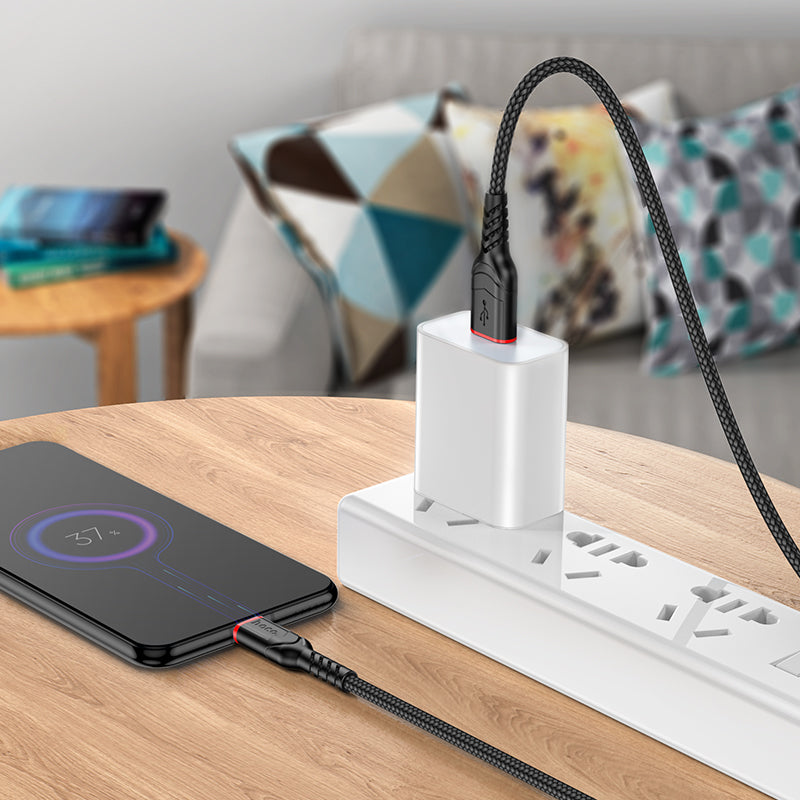 Hoco Micro USB Braided Charging Data Cable with 2.4A Fast Charging, 100cm