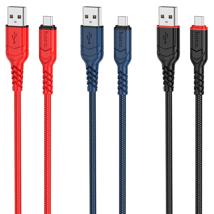 Hoco Micro USB Braided Charging Data Cable with 2.4A Fast Charging, 100cm