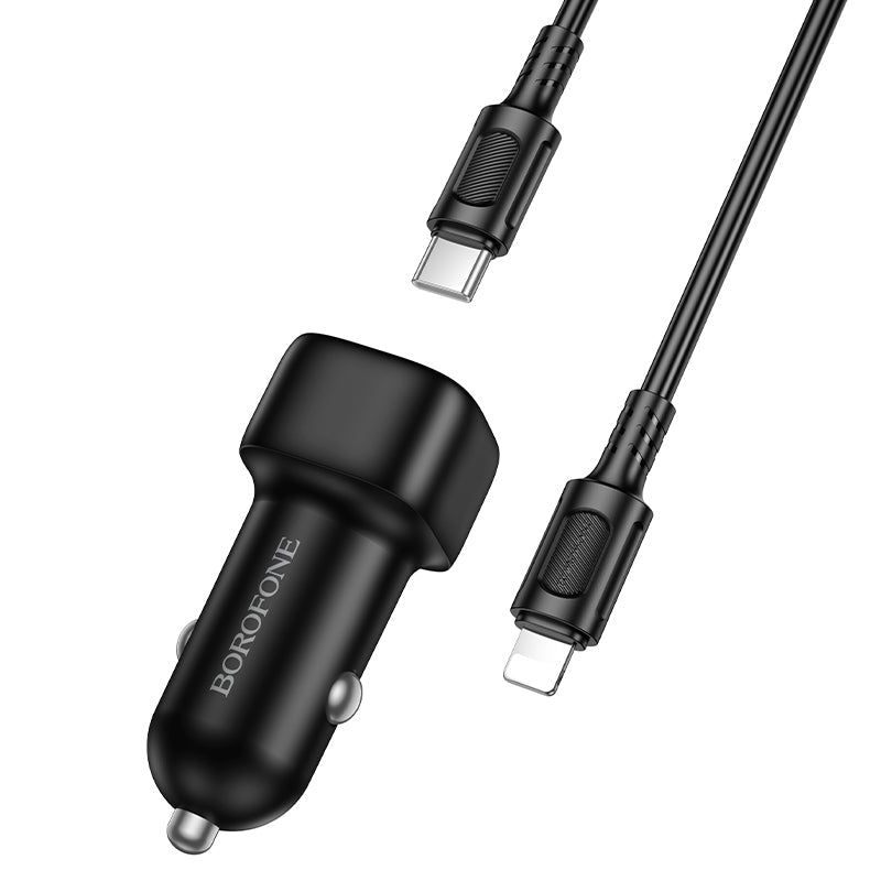Borofone PD38W Dual Port Car Charger Set with USB-C to Lightning Cable