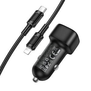 Borofone PD38W Dual Port Car Charger Set with USB-C to Lightning Cable