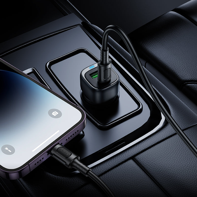 Borofone PD38W Dual Port Car Charger Set with USB-C to Lightning Cable