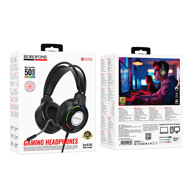 Borofone Wired Gaming Headphones with Microphone 50mm Driver Over-Ear BO112