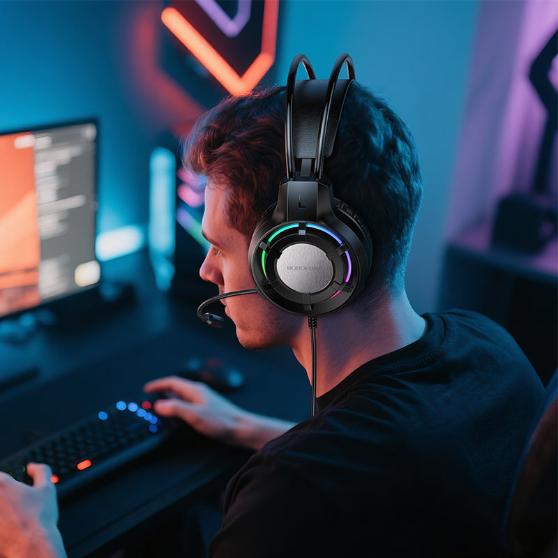 Borofone Wired Gaming Headphones with Microphone 50mm Driver Over-Ear BO112